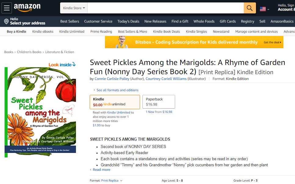Kindle Ebook - Sweet Pickles Among the Marigolds - now available